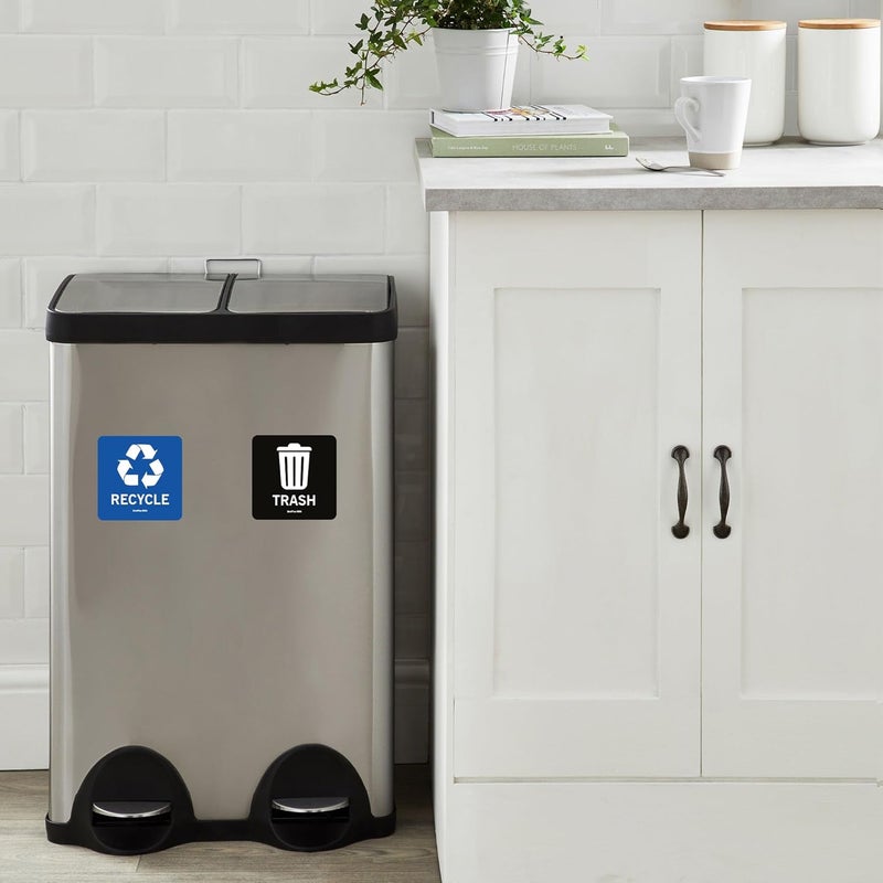 SICOL PLUS Trash Recycle Stickers Recycle Bin Decals and Trash can Stickers UV Protected Indoor and Outdoor Self Adhesive Vinyl Stickers (4x4 Inch 04 Pcs Square) - Image 5
